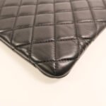 Chanel Black Camelia Lambskin Clutch
