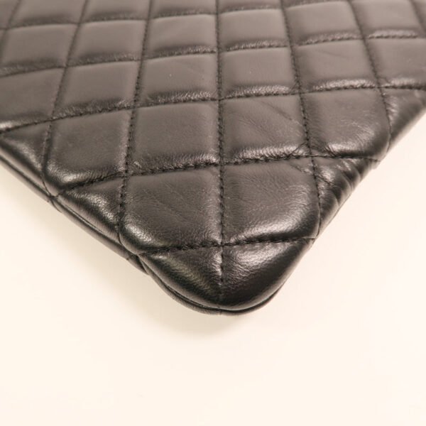 Chanel Black Camelia Lambskin Clutch