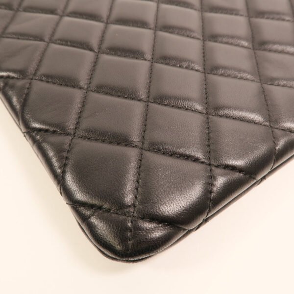 Chanel Black Camelia Lambskin Clutch