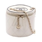 Chanel White Matelasse Coco  Small Chain Vanity