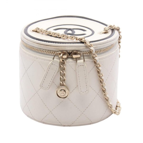 Chanel White Matelasse Coco  Small Chain Vanity