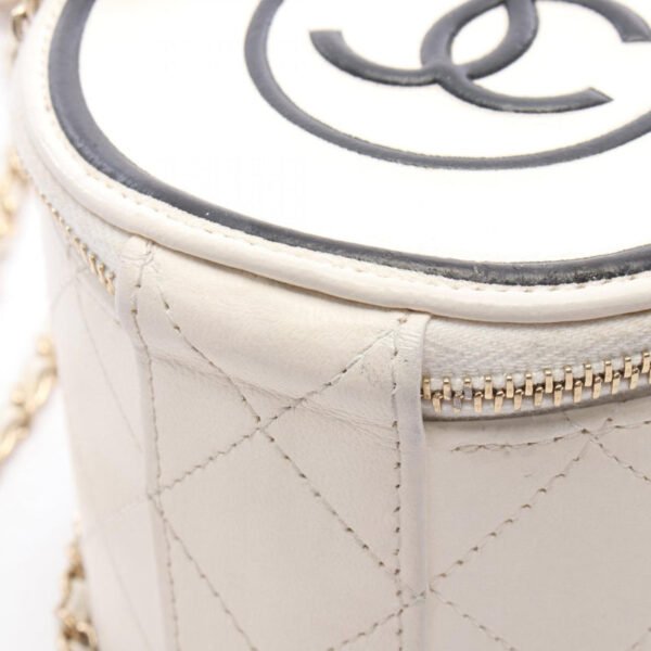 Chanel White Matelasse Coco  Small Chain Vanity