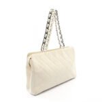 Chanel White Matelassé Chain Shoulder Bag