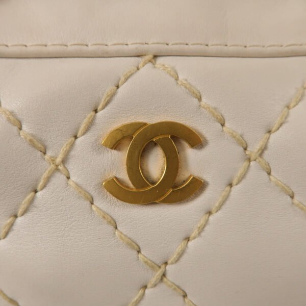 Chanel White CC Stitch Handbag