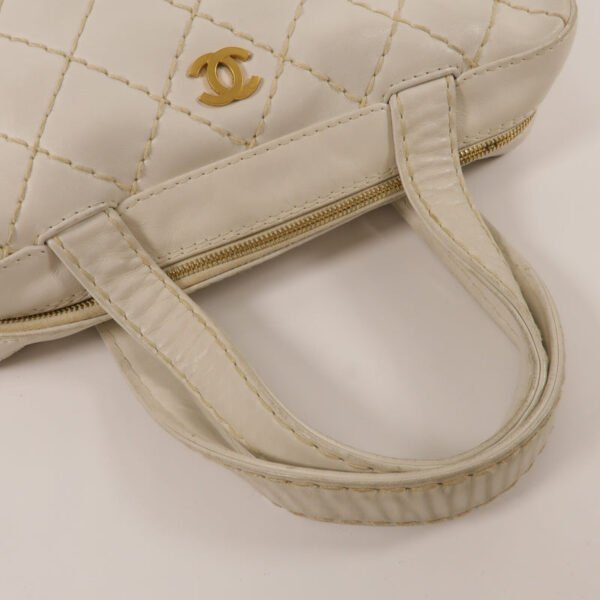Chanel White CC Stitch Handbag