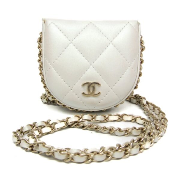 Chanel White Chain Around Mini Coin Purse