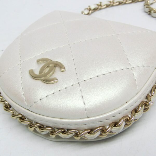 Chanel White Chain Around Mini Coin Purse