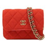 Chanel Red Jersey Mini Flap Clutch Chain