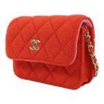 Chanel Red Jersey Mini Flap Clutch Chain