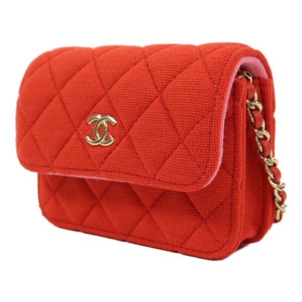 Chanel Red Jersey Mini Flap Clutch Chain