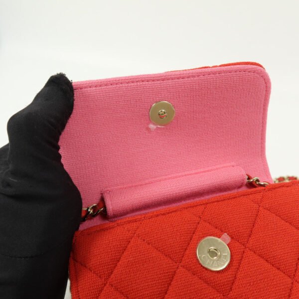Chanel Red Jersey Mini Flap Clutch Chain
