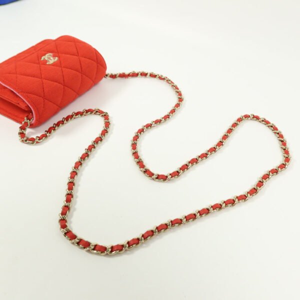 Chanel Red Jersey Mini Flap Clutch Chain