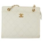 Chanel White Quilted Caviar Chain Shoulder Bag