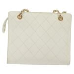 Chanel White Quilted Caviar Chain Shoulder Bag