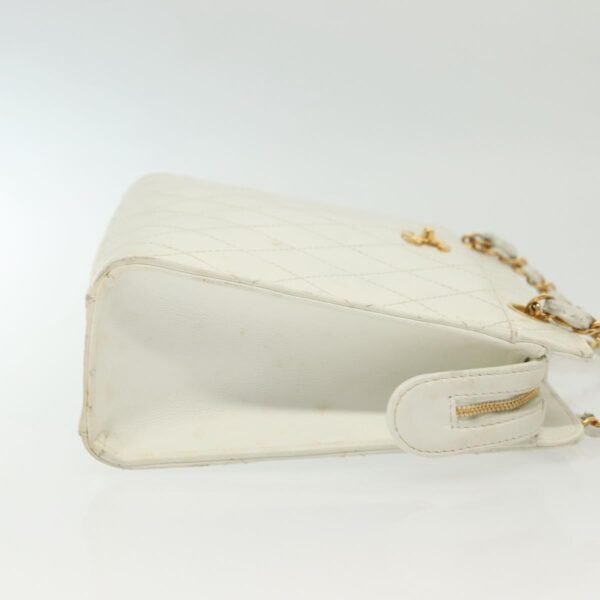 Chanel White Quilted Caviar Chain Shoulder Bag