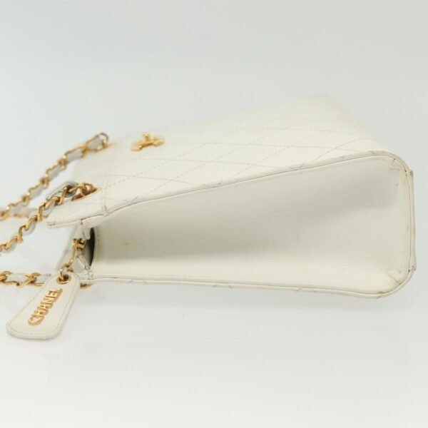 Chanel White Quilted Caviar Chain Shoulder Bag
