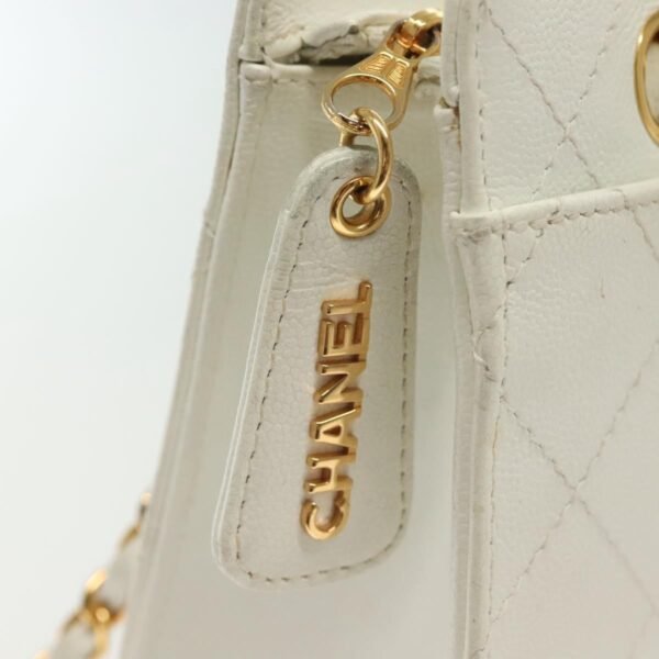 Chanel White Quilted Caviar Chain Shoulder Bag