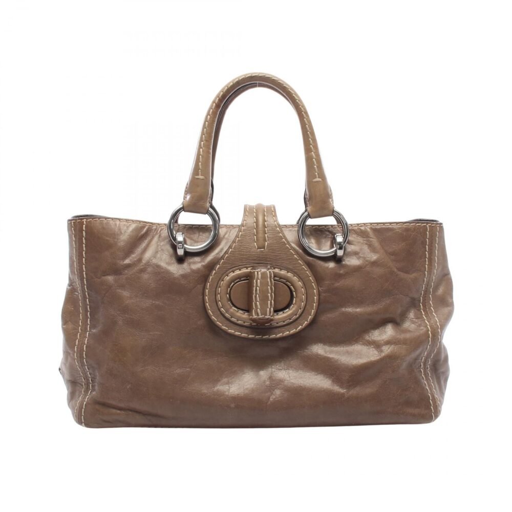 Prada Khaki Leather Square Tote BN2067