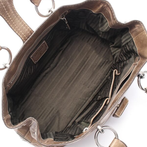 Prada Khaki Leather Square Tote BN2067