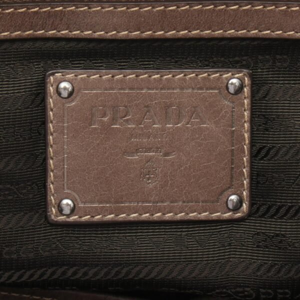 Prada Khaki Leather Square Tote BN2067