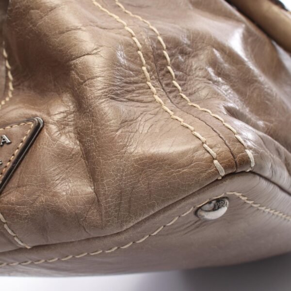 Prada Khaki Leather Square Tote BN2067